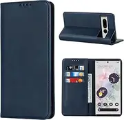 Cavor for Google Pixel 7 Pro Case, Pixel 7Pro Cowhide Pattern PU Leather Cases Flip Magnetic Kickstand Book Wallet Cover Phone Case with Card Slots(6.7") -Navy Blue