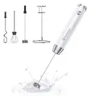 Rechargeable Milk Frother with 3 Heads, LunaFro AS Handheld Electric Foam Mak...