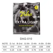 Ziko dag-010 Guitar String Folk Strings 6pcs Brass Metal Extra Light String