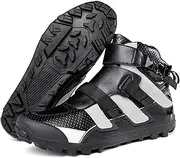 Outdoor Motorcycle Boots Men,Leather Breathable Lightweight Motorcycle Shoes,Casual Streetbike High Top Ankle Support Motorcycle Riding Biker Boots,with Shift Protector (Color : Black, Size : 6)
