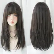 Straight Hair Air Bangs Wig Set - Long
