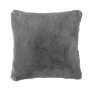 Piper Dark Grey Faux Rabbit Fur 20 In. X 20 In. Square Throw Pillow