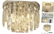 Modern Chrome Ceiling Crystal Chandeliers,3-Light 11.8" Semi Fulsh Mounted