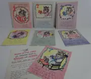 Vtg 40s RUST CRAFT Get Well Greeting cards Solve the Riddles Kitty Cuties NOS