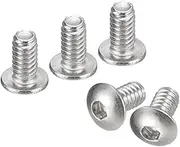 uxcell #2-56x3/16 Button Head Socket Cap Screws, 50pcs 304 Stainless Steel Fasteners Hex Bolts Screws, Full Thread Hex Drive Screws