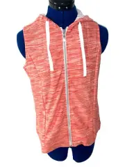 Chicos Sleeveless Hooded Spacedye Vest Women's Size 0 Extra Small 4 Orange NEW