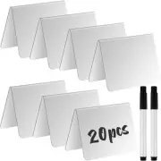 Uoeo 20 Pack Acrylic Mini Chalkboard Sign with Marker Pen Small White