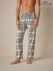 Stone/Grey Check Signature Premium Pyjama Bottoms with Wool (130826) | $27
