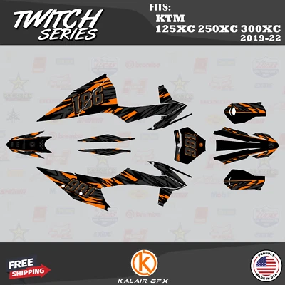 Graphics Kit for KTM 125XC, 250XC, 300XC 2019 2020 2021 2022 Twitch - Orange