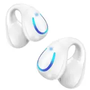 Open Ear Bone Conduction Headphones Wireless Bluetooth 5.3 Clip On White Q71