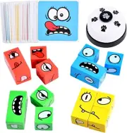 Wooden Face Changing Magic Cube Game, Expression Puzzle Building Blocks Emoji Pa