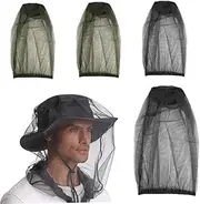 Mosquito Head Net for Hat, 4pcs Fine Mesh for Outdoor Protection, Bug Veil for Beekeeping