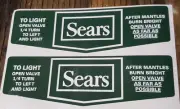 TWO (2) BRAND NEW COLEMAN SEARS AVOCADO LANTERN POINTED STICKERS LABELS DECALS