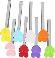 MAGICLULU Elegant Love Heart Design Tongs 8 Silicone Small Tongs for Ice Cubes Candy for Parties and Feasts