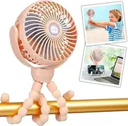 snawowo Mini Portable Baby stroller Fan, Battery Operated Small Handheld Pram Fan, 360° Rotate Flexible Tripod Rechargeable Clip On Fan for Car Seat Crib Bike Treadmill Travel Camping