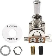 1Set Yootones Guitar Toggle Switch 3-way Pickup Selector with Metal Tip and RHYTHM TREBLE Plate Compatible with Gibon Epiphone Les Paul Electric Guitar Parts Pickup Selector kit (Silver)