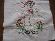 Vintage Hand Embroidered Boy Valentine Quilt Blocks
