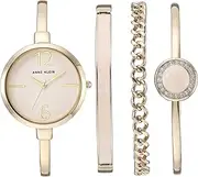[Anne Klein] Women's Bangle Watch and Crystal Accented Bracelet Set