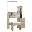 Artiss Dressing Table Mirror Stool Vanity Makeup Set 4 Drawer Organizer Oak New