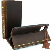 Genuine Leather Case For Apple iPhone 13 Pro Wallet Vintage Bible Cover Book