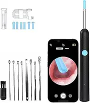 Ear Wax Removal, Earwax Remover Tool, Ear Canal Cleaner, With 1080P Camera, FSA/HSA Eligible, Ear Cleaning Kit, With 6 Ear Spoons, Ear Camera, 8-Piece Set, Compatible with iOS and Android (Black)