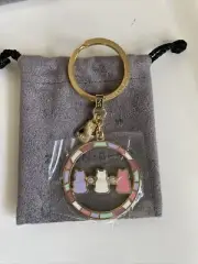 New Zazen Bear Logo Three Bear Multi Color Enamel Key Ring bag charm + dust bag