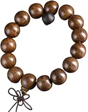 [Cora Pet] Bracelets,prayer beads, 1 Pc Gold Wire Sandalwood Bead Bracelet Smooth Grain Small Hole Sandalwood rosary-20mmx12 (Color : 15mmx15) (Color : OneColor)