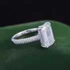 4Ct Emerald Cut Lab Created Diamond 14k White Gold Plated 925 Engagement Ring