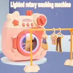 MINI DRUM WASHING MACHINE TOY SET PRESS SPIN GIRL PLAY HOUSE