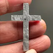 100% Genuine Muonionalusta Iron Meteorite Sweden Etched Pendant Cut Polish Cross