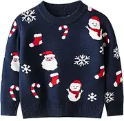 [KEOYA] Toddler Boys Girls Xmas Pullover Sweater Kids Crew Neck Knite Holiday Pullover Top Sweatshirts
