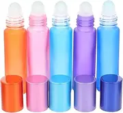 VICASKY 10Pcs Refillable Glass Perfume Roller Bottles Frosted Essential Oil Containers Leak Travel Friendly for Home Go Use