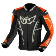 Street Pro Evo Black Orange Leather Motorcycle Jacket