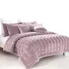 Alastairs Augusta Faux Mink Quilt / Comforter Set Blush Super King