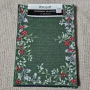 Pfaltzgraff Winterberry Table Runner Green Tapestry 72" Christmas Holiday NEW