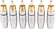 Uniqal RCA Male Plug, Audio Phono Gold Plated Solder Connector,Hi End - 6-Pack,Silver