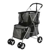 Pet Stroller 2 Tier Dog Cat Carrier Foldable