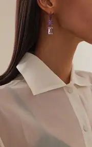 [Goshwara] 18K Yellow Gold Amethyst, Sapphire, Amethyst Earrings