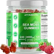 Vitamatic Irish Sea Moss Gummies mg - 240 Vegan Gummies - Made with Bladderwrack & Burdock Root - Seamoss Supplement - Gluten Free & Non-GMO