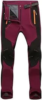 QIULAO Ladies Ski Trousers, Warm Fleece Hiking Pants, Soft Shell Trousers, Outdoor Winter Waterproof Snow Pants (Color : Red, Size : XL)