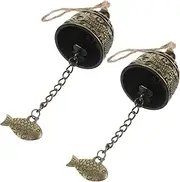 Kisangel 2pcs Vintage Metal Wind Chime Pendant Retro Bell Ornament for Home Decor Garden Window Car