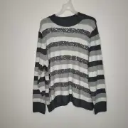 Halogen gray striped stretch sequin cozy comfortable plus size sweater size 3x