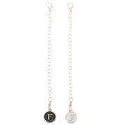 2pcs Bag Hanging Chain Gold Decorative F Letter Charm Chain Strap, White & Black