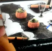 Halloween vinyl Table Runner black Spider Web party decorations 13.5"x53"
