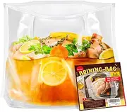 MEWMET Brine Bags for Turkey, 26"×22", 3 Pack, Double Zipper Lock Thicker Brining Bags with 2 Cotton Strings, Holds up to 35lb, Extra Large Brine Bag Fits for Turkey, Chicken, Beef, Fish, Lamb, Pork