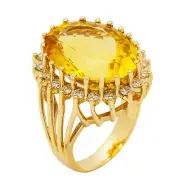 14kt Yellow Gold Diamond Yellow Topaz Vintage Estate Ring 0.75ct TDW Size 7.5