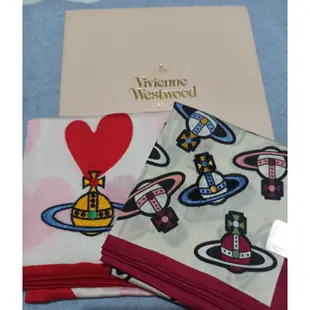 免運費 正品絕版~vivienne Westwood日本製高級方巾領巾手帕(愛心款)