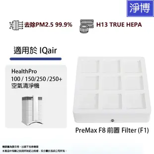 適用IQ Air IQair HealthPro 100 150 250+取代F8 PreMax(F1)前置HEPA濾網