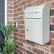 Security Metal Drop Box Locking Depository Mail Slot Key Safe Wall Money Cash Re