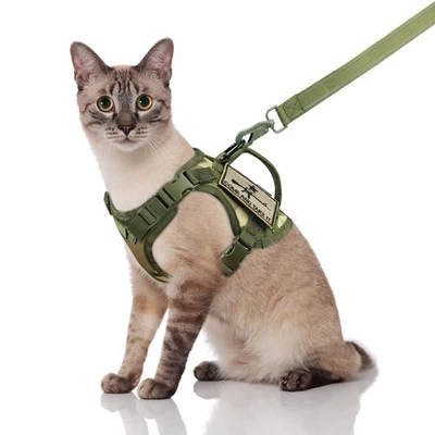 Tactical Cat Harness and Leash, Escape Proof Large Cat Walking Vest,Adjustabl...